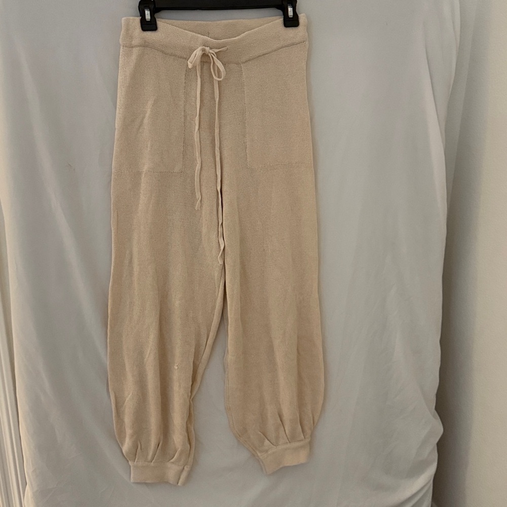 Free People Beach cream drawstring knit pants size small